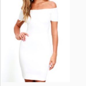Lulus Fitted stretchy Off- the-shoulder dress.